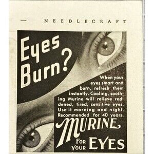 Murine "Eyes Burn? Murine for Your Eyes?" Vintage Print Ad 1936